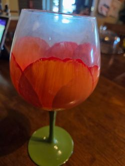 Hand painted wine glass flower