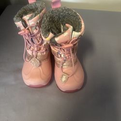 MEMBER'S MARK Girls Kids Snow Boots Pink Unicorn Rainbow Sparkle Cozy Size 7/8