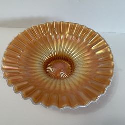 1900’s Dugan Peach/Marigold Opalescent “Caroline” Carnival Glass Bowl