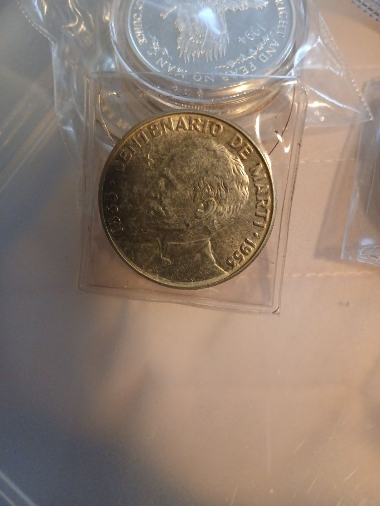1953 CUBA 1 Peso Silver Coin