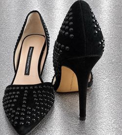 8.5 French Connection Black Studded Suede Heels