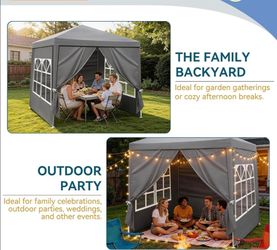 Gray Outdoor Party Tent, Patio Canopy Tent Gazebo with Removable Sidewalls***