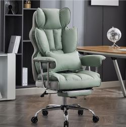 New Big Leather Executive Office Chair with Lumbar Support And Leg Rest