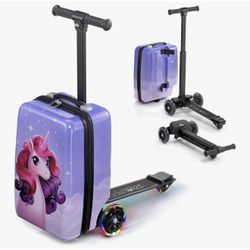 Brand New In The Box- KIDDIETOTES Detachable 4-in-1 Scooter Luggage for Kids – Ride-On Suitcase with Removable Luggage Body, Adjustable Handlebar, Dur