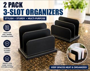 TODAY!!:  2-Pack Black 3-Slot Desktop Organizers