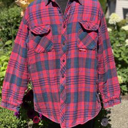 Vintage 70’s Plaid Button Up Insulated Flannel Jacket Men’s Size XL