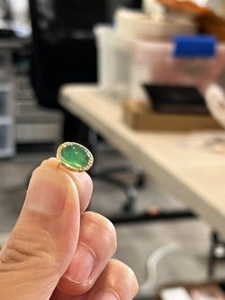 Jadeite, 18k gold-plated, zircon