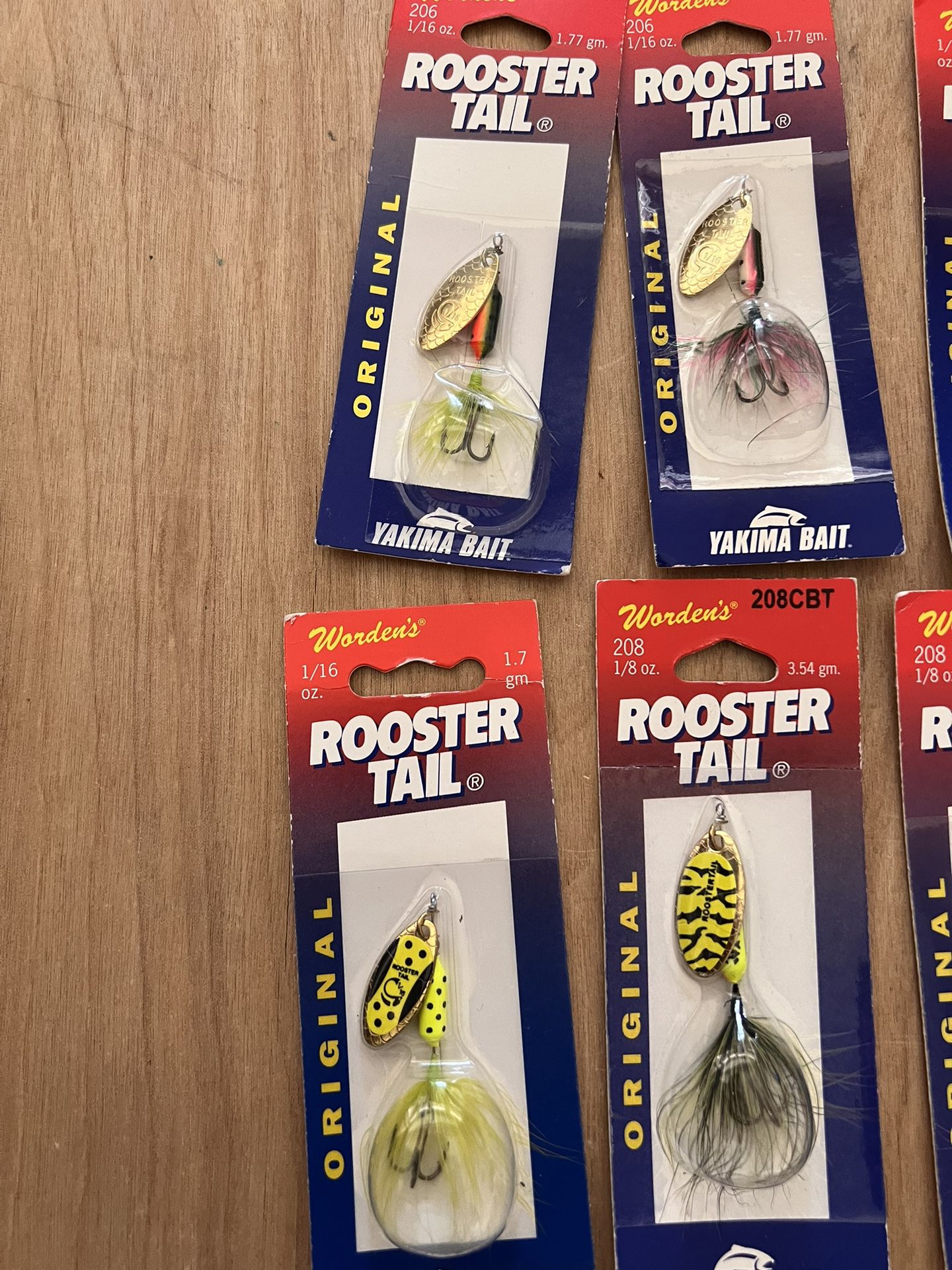 10 Worden's Rooster Tail Trout, Bass Spinner Fishing Lures, 1/24