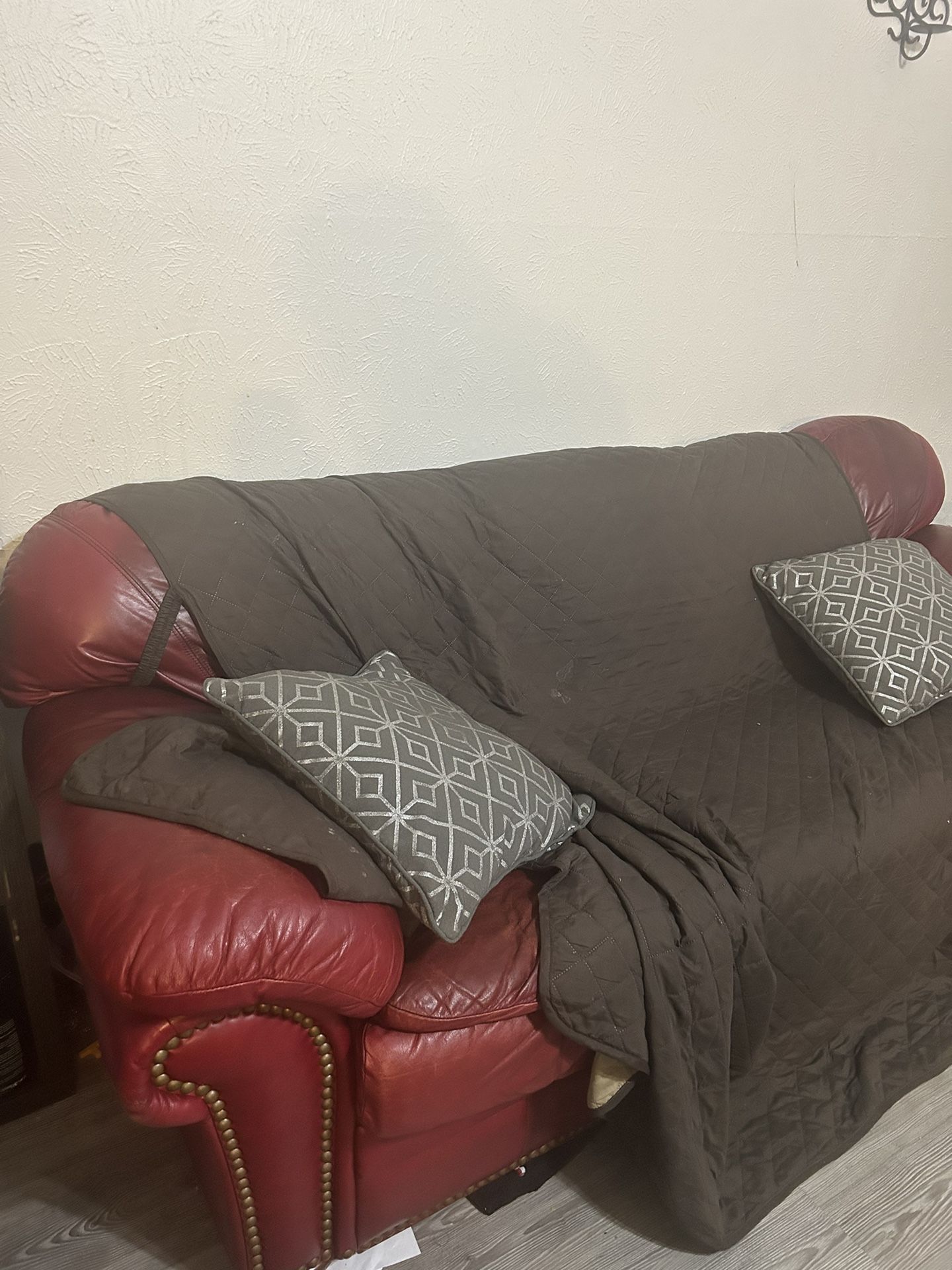 Red Leather Sofa