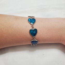 Heart Bangle Bracelet Blue Heart stones Pre-owned Bracelet 