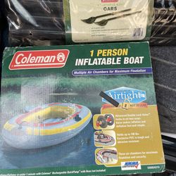 Coleman One Person Inflatable Boat And Oars