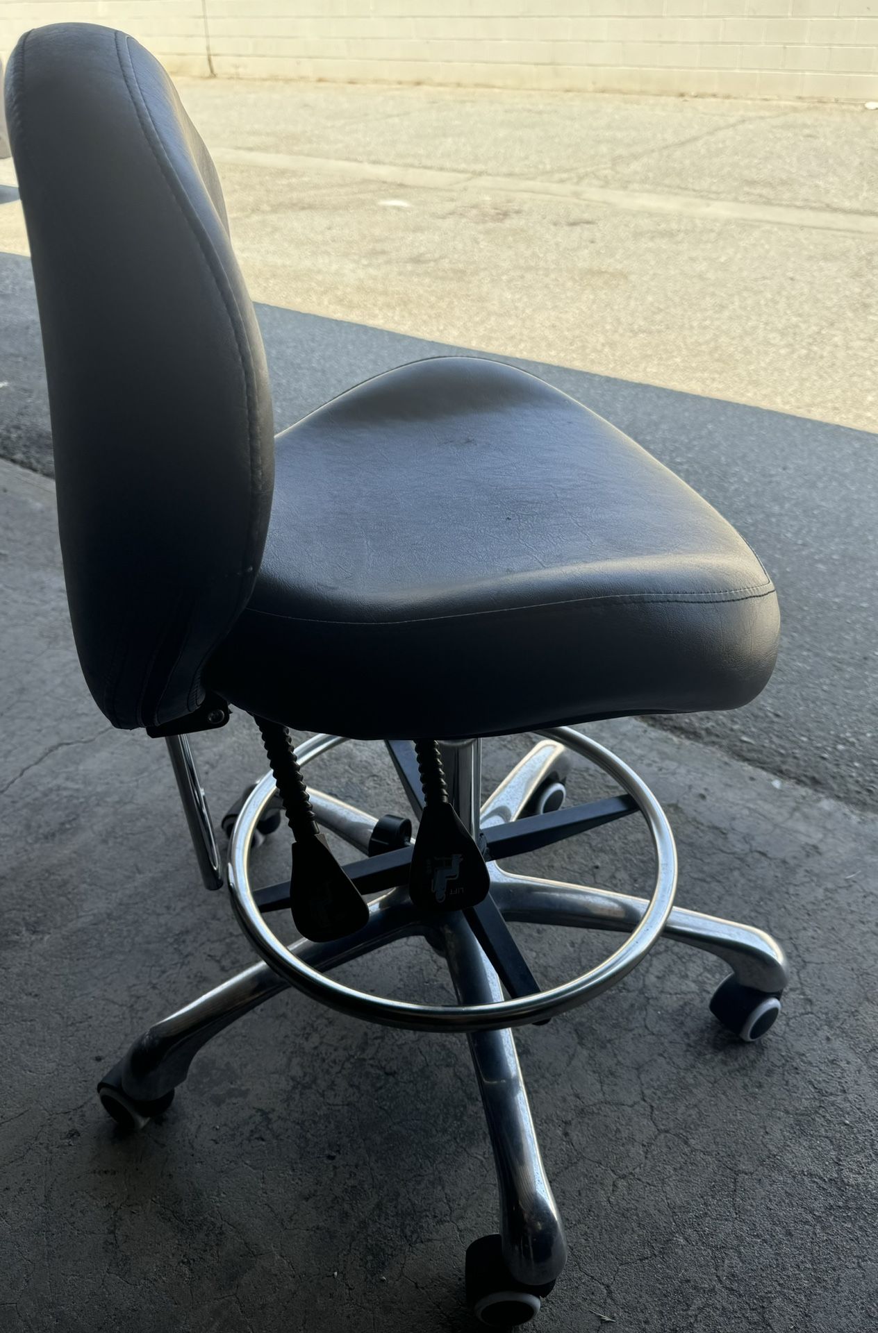 Height adjustable, rolling stool , chair with back rest