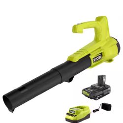 RYOBI ONE+ 18V 90 MPH 250 CFM Cordless Battery Leaf Blower/Sweeper with 2.0 Ah Battery and Charger