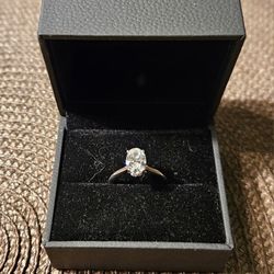 1.36ct Oval Ring with Hidden Halo, 14K White Gold