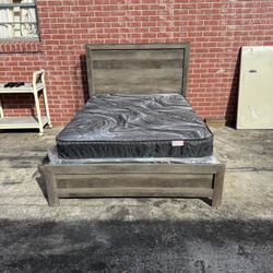 IKEA Gray Full Size Blended Wood  Captain’s Bed w/New Box Spring & Free Mattress 