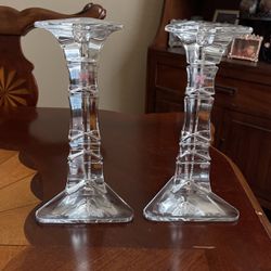 Set of 2 Waterford Crystal "Cathy" Single Light Candlestick 8"