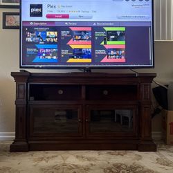55” LG TV With Dark Hardwood Stand
