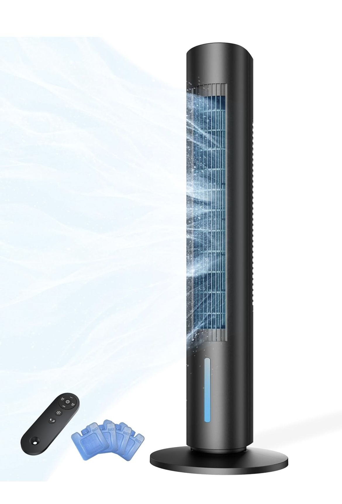 Windowless Portable Air Conditioner, 35" Evaporative Air Cooler for Room No Window, 7H Timer, 4 Modes, Remote Control, 140° Max Oscillating, Large Wat