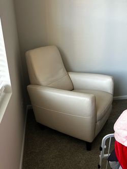 Cream Leather Recliner Armchair