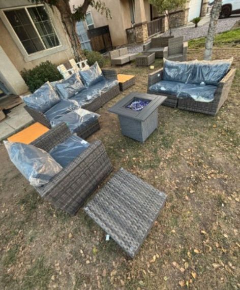 High Quality Deep Seating Patio Furniture Set With Fire Pit Propane Brand New Patio Furniture 🆕🚚🛺🆕