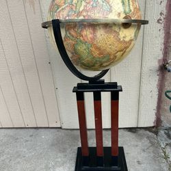 Antique Wood Stand Replogle Classic World Globe 