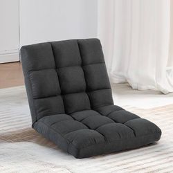 Floor Chair, 24 inches Wide Oversized Velvet Armless Lay Flat Floor seat Padded Meditation Chair with 6 Adjustable Position Ergonomic Comfortable