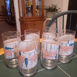 Set Of 6 Vintage Pepsi Cola Drinking Glasses 