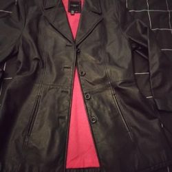Women's Genuine Leather Trench Coat