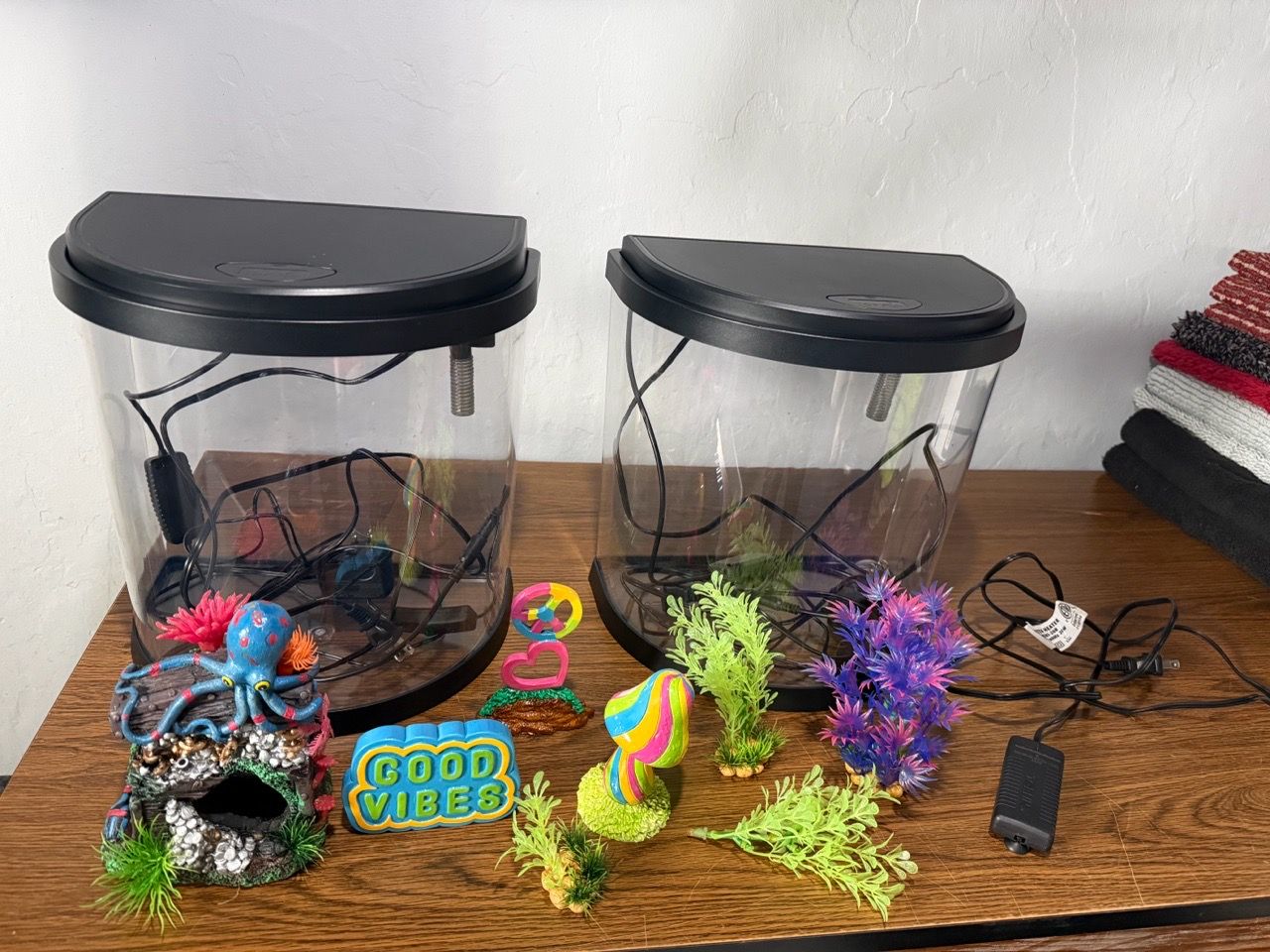 Halves Fish 3.5 gallon Half-Moon Aquariums for Sale in North Versailles, PA - OfferUp