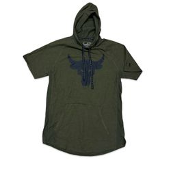 Under Armour Charged Cotton Short Sleeve Hoodie Medium Olive