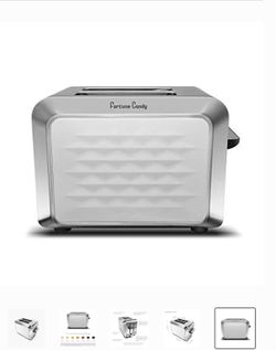 Fortune Candy 2-Slice Toaster, Stainless Steel, with Diamond Pattern, White
