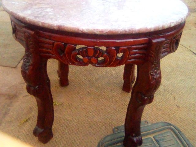 Vintage  Hand Carved Marble Tables ×2