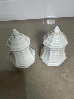 White Ceramic Salt and Pepper Shakers