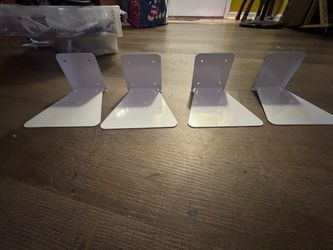 Set of 4 White Metal Floating Shelf Brackets