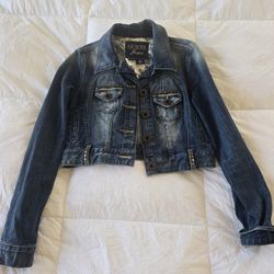 Vintage Y2K Guess Studded Copped Denim Jacket Women’s Medium