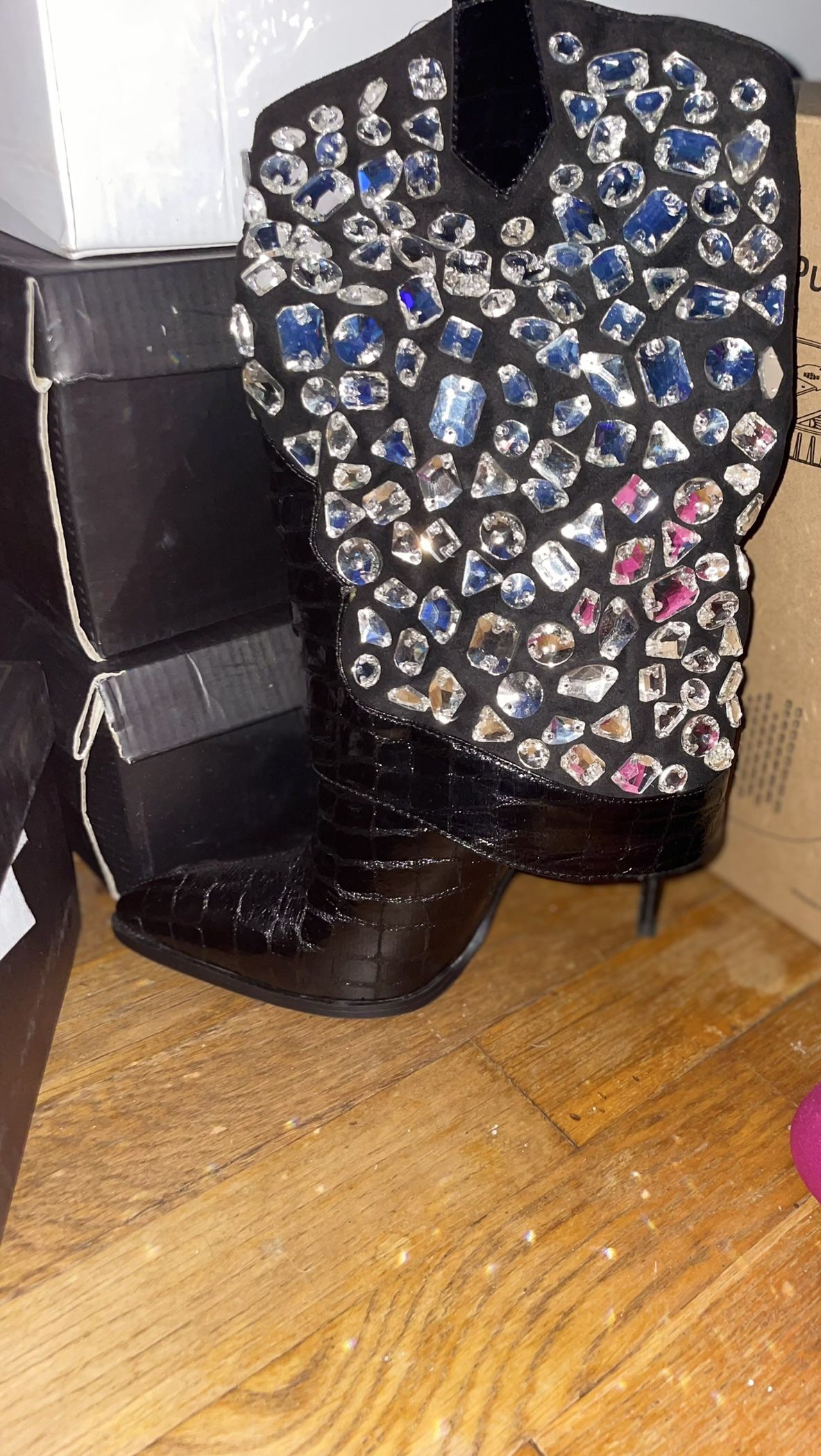 Azalea Wang Jeweled Foldover Boot