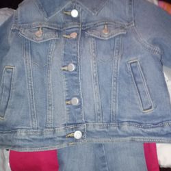 Old Navy Jean Jacket, Hot Pink Thermal Top and Stretch Jeans