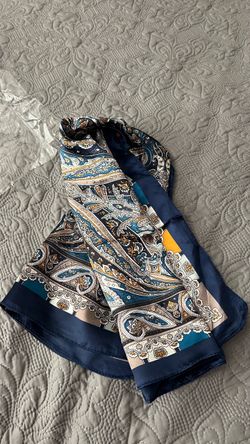 Paisley Print Scarf Navy Blue