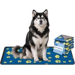 2PCS 24x48″ Washable Pee Pads for Dogs - Reusable Dog Pee Pad, Super Absorbent & Leak Proof for Crate Training/Potty (Spliceable, Machine Washable, Bl