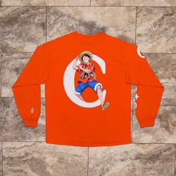 Carrots x One Piece Luffy Orange Long Sleeve T-Shirt Size XL