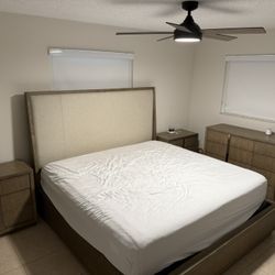 OBO City Furniture King Bedroom Set + Mattress – Bed Frame, Dresser, 2 Nightstands