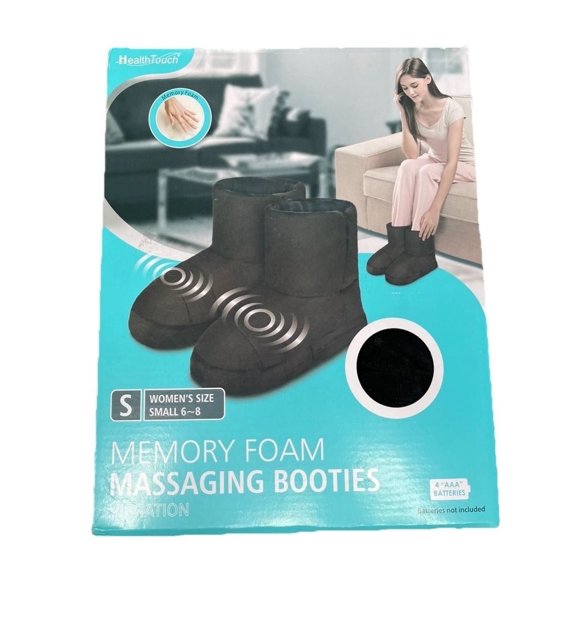 Health Touch Memory Foam Massaging Booties Black Women’s Size Small 6/8 New