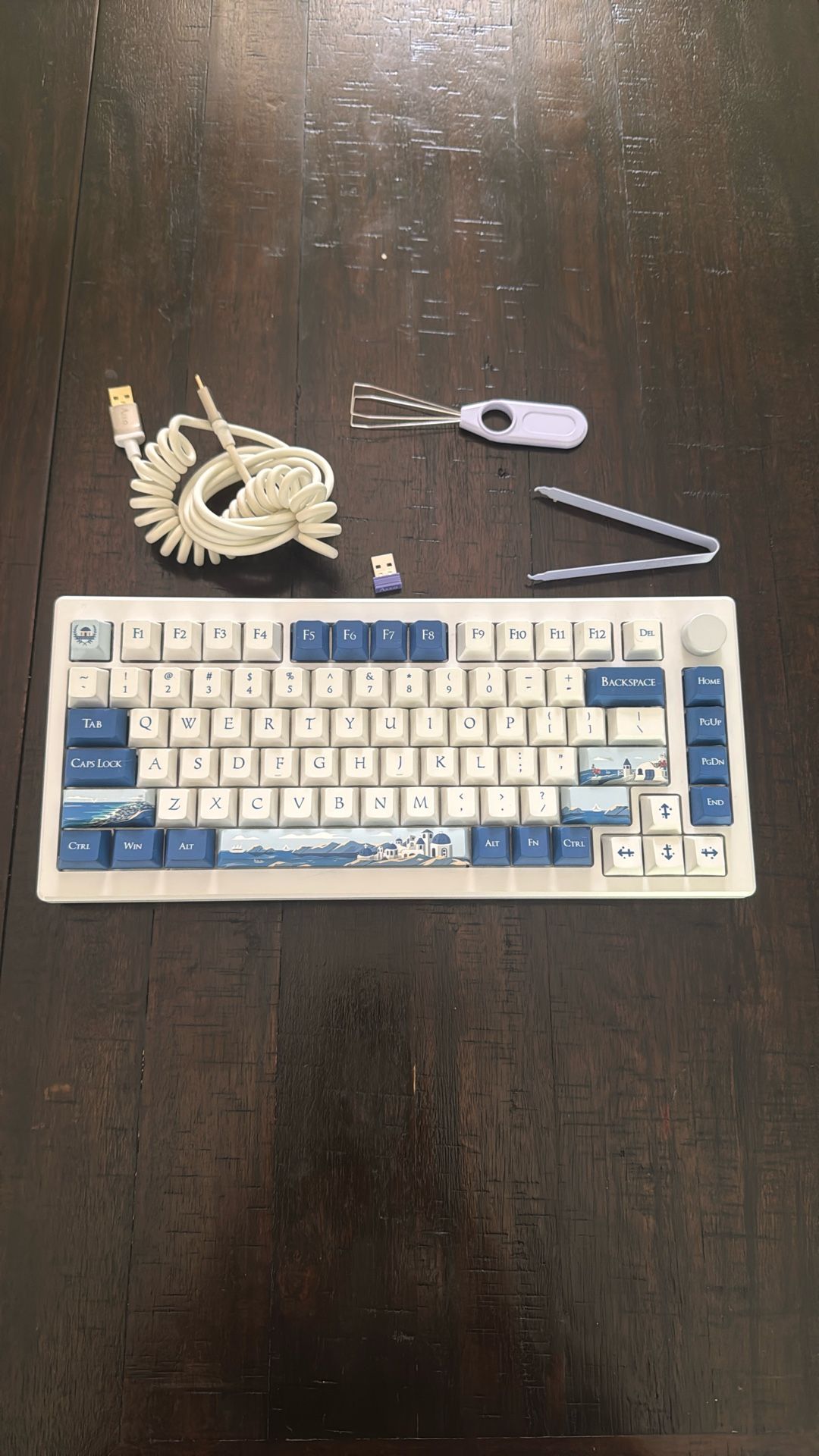 Blue And White Akko Gaming Keyboard