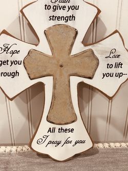 Distressed/Metal 12” x 14” Faith/Hope/Love cross