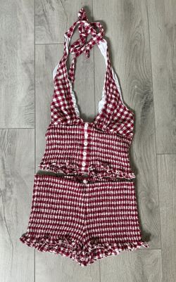 Windsor Red Gingham Halter Crop Top Shorts Set Size S Coquette Cottagecore