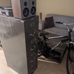 Record Player Like New And Filing Cabinet 