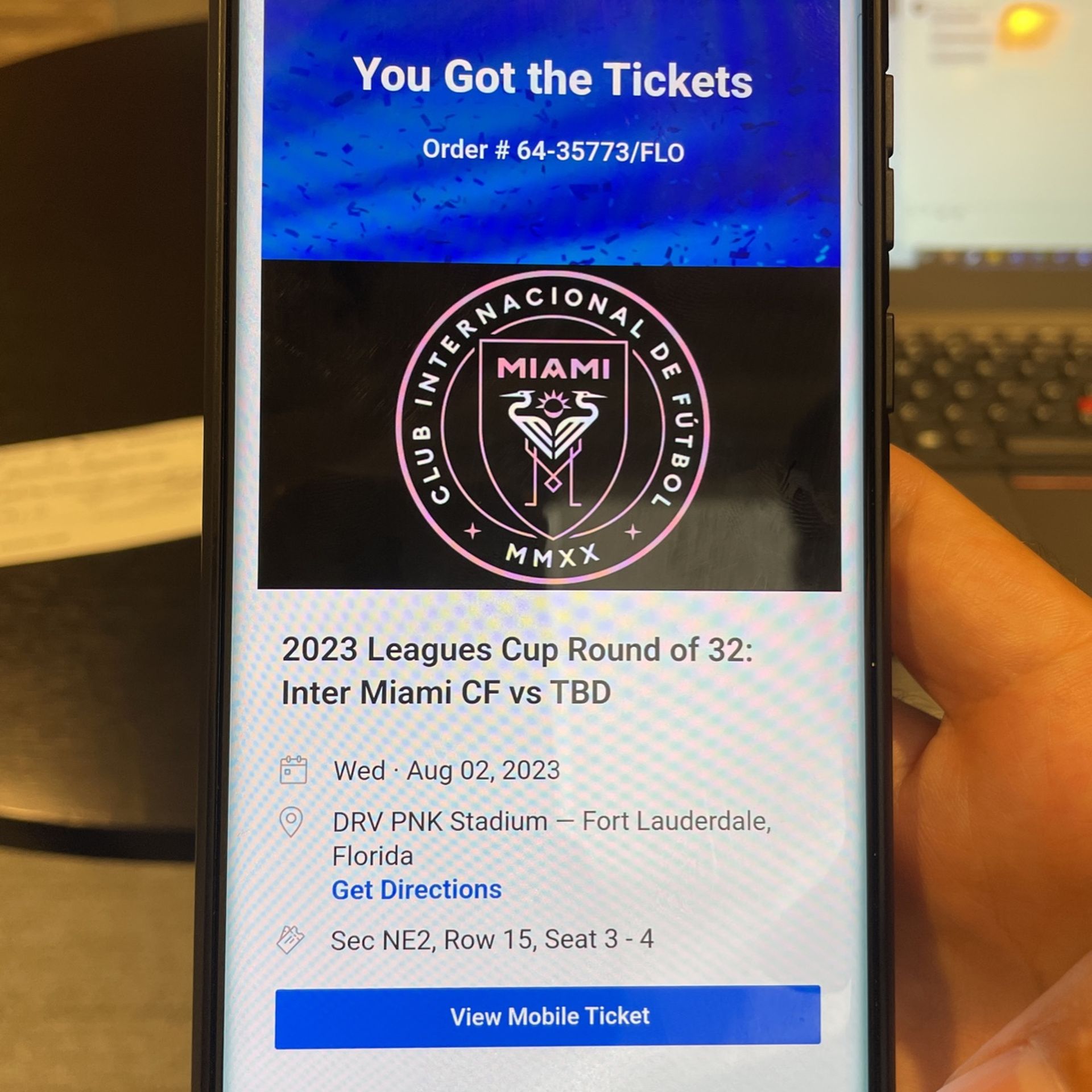 2 Tickets** Inter Miami Vs TBD August 2 @ 7:30pm