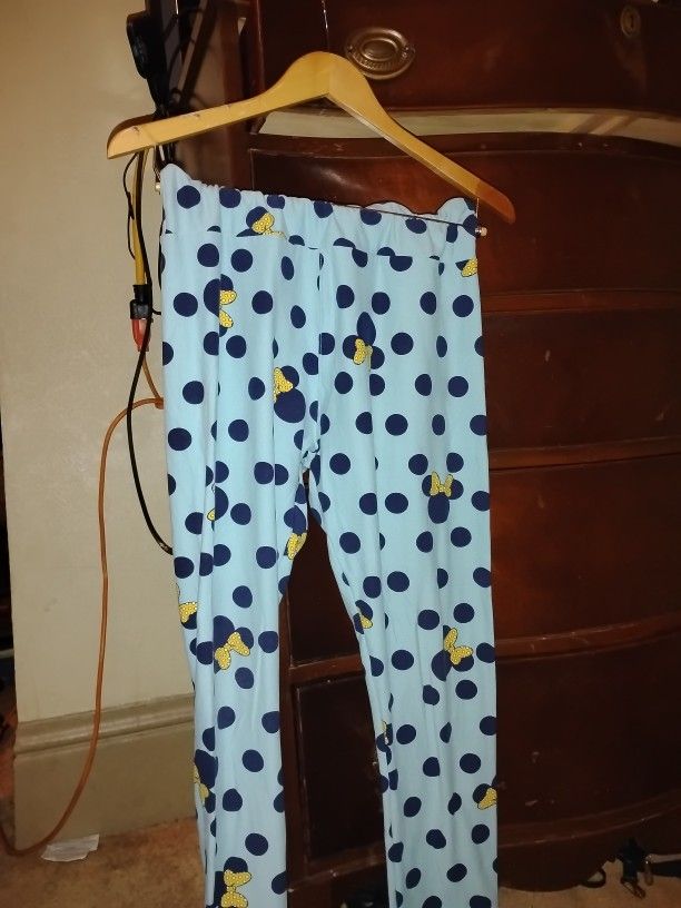 LuLaRoe Disney OS Blue Minnie Mouse Yellow Bows Polka Dots Print Disney