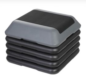 16” Compact Aerobic Step Platform W/4 Risers, Height Adjustable Exercise Workout Stepper