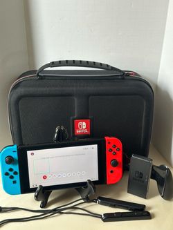 Nintendo Switch HAC-001(-01) 32GB Blue/Red Joy-Cons W/ Case